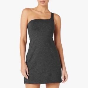 Beyond Yoga Spacedye One Shoulder Dress Black Charcoal Casual Women’s Size Large